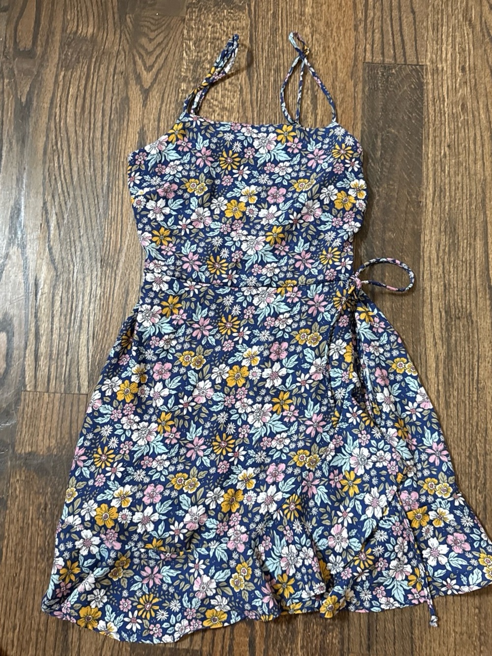 Altar'd State Navy Floral Mini Dress with Pink & Yellow Flowers